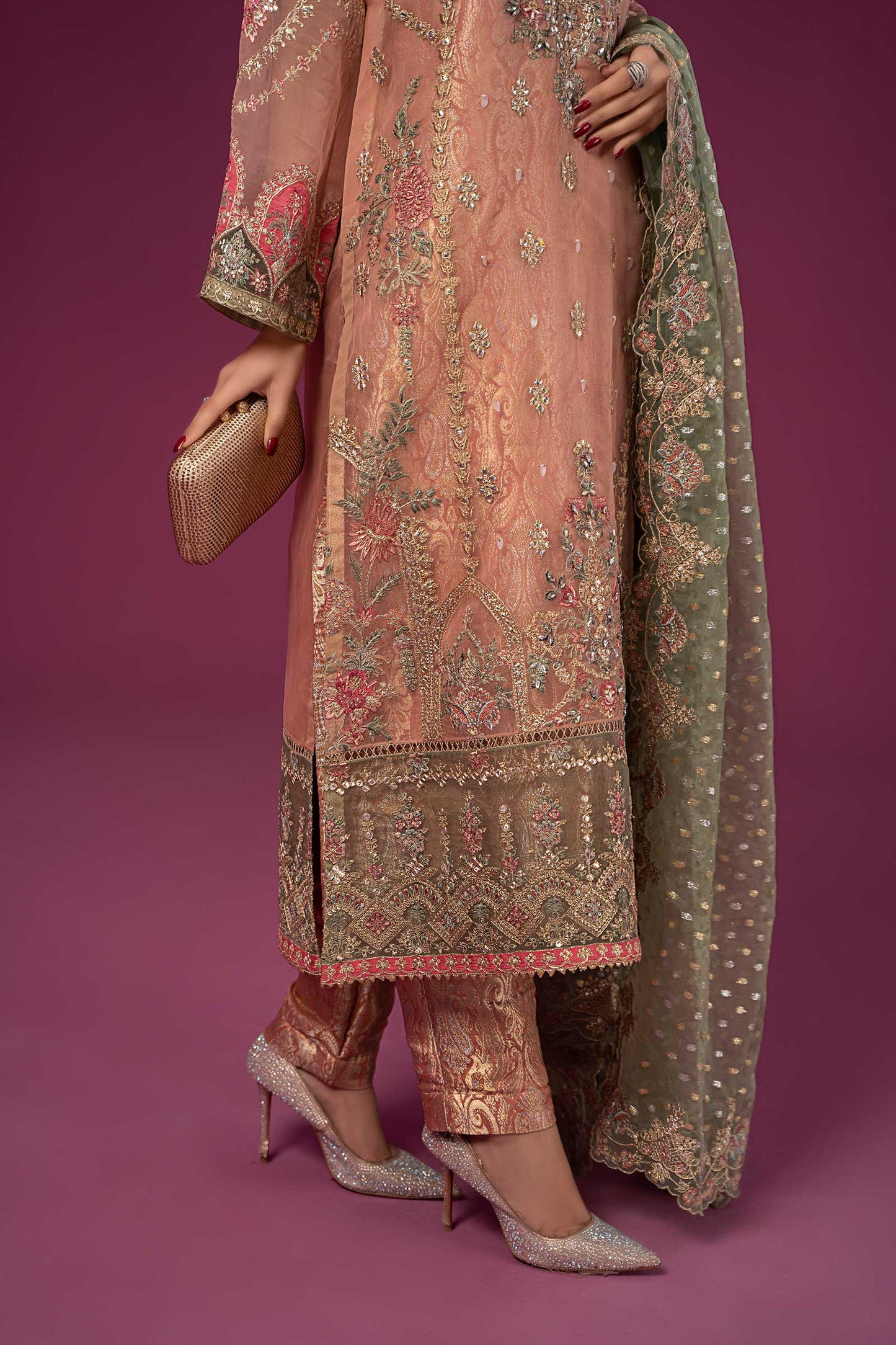 3 Piece Embroidered Organza Suit