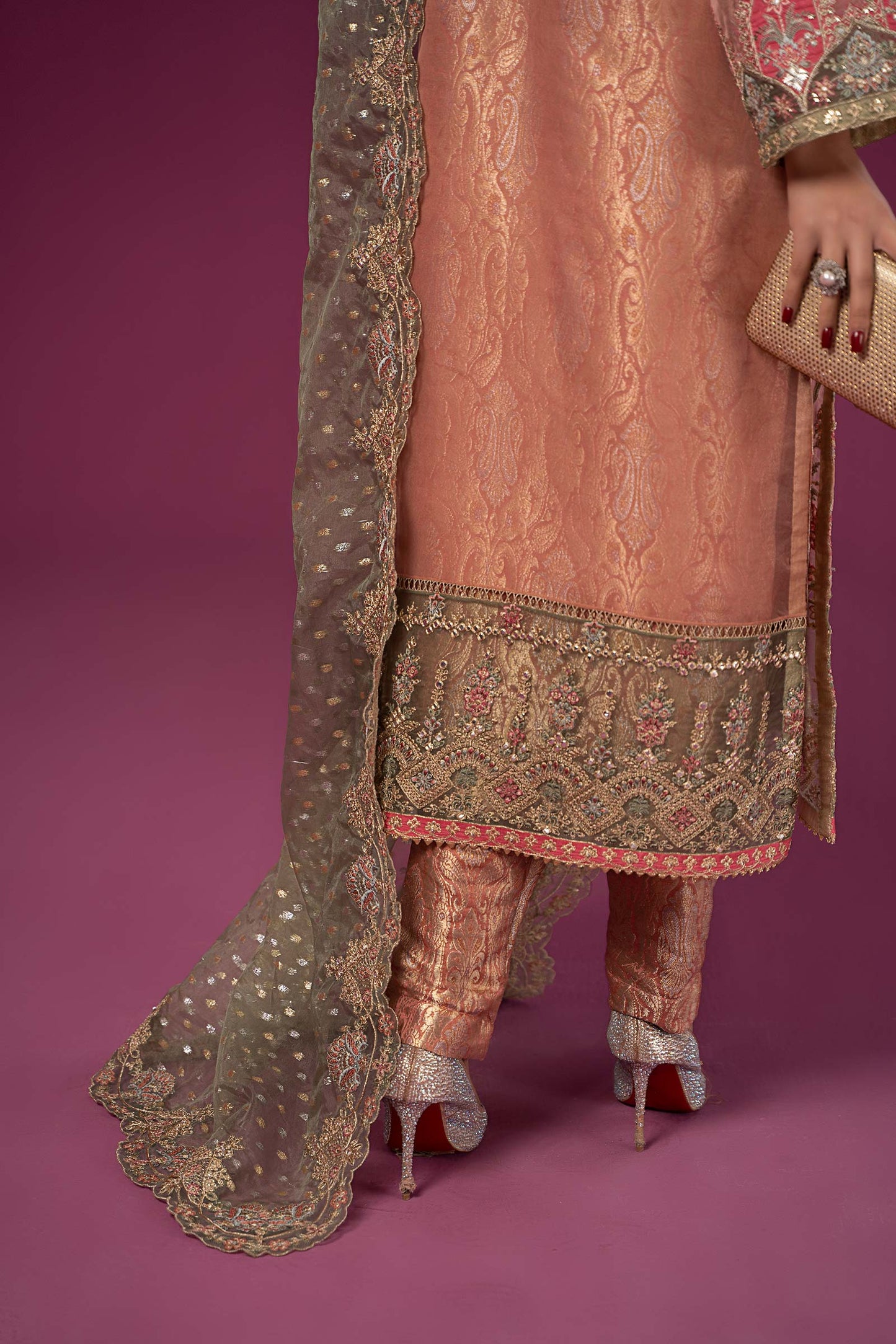 3 Piece Embroidered Organza Suit