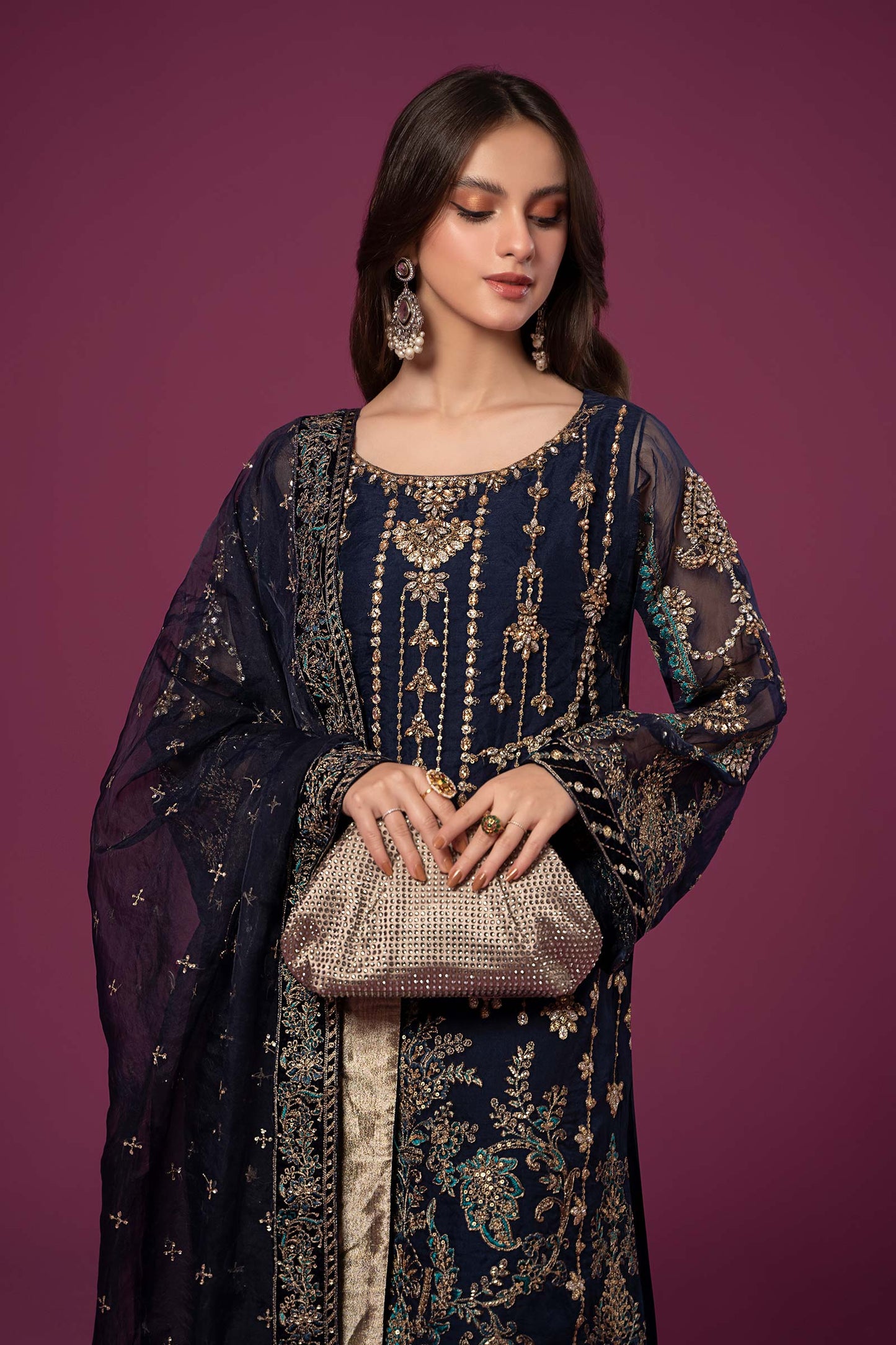 3 Piece Embroidered Organza Suit