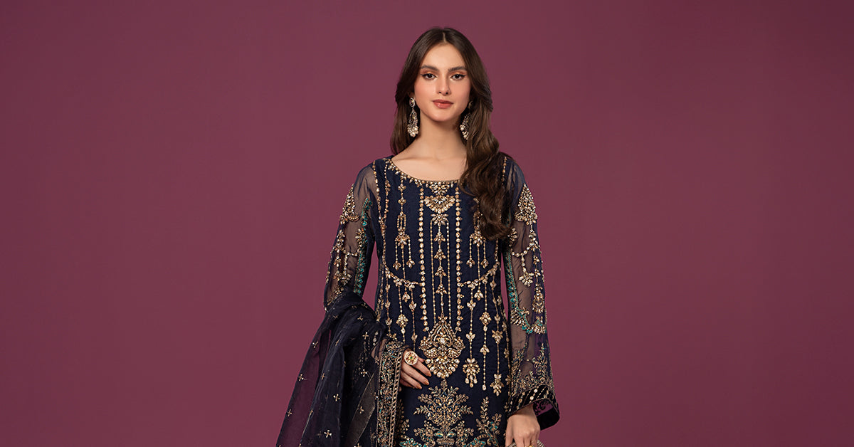3 Piece Embroidered Organza Suit