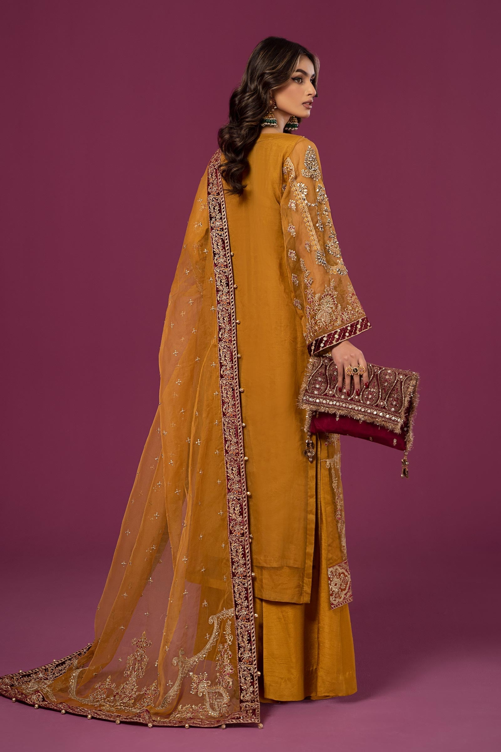 3 Piece Embroidered Organza Suit
