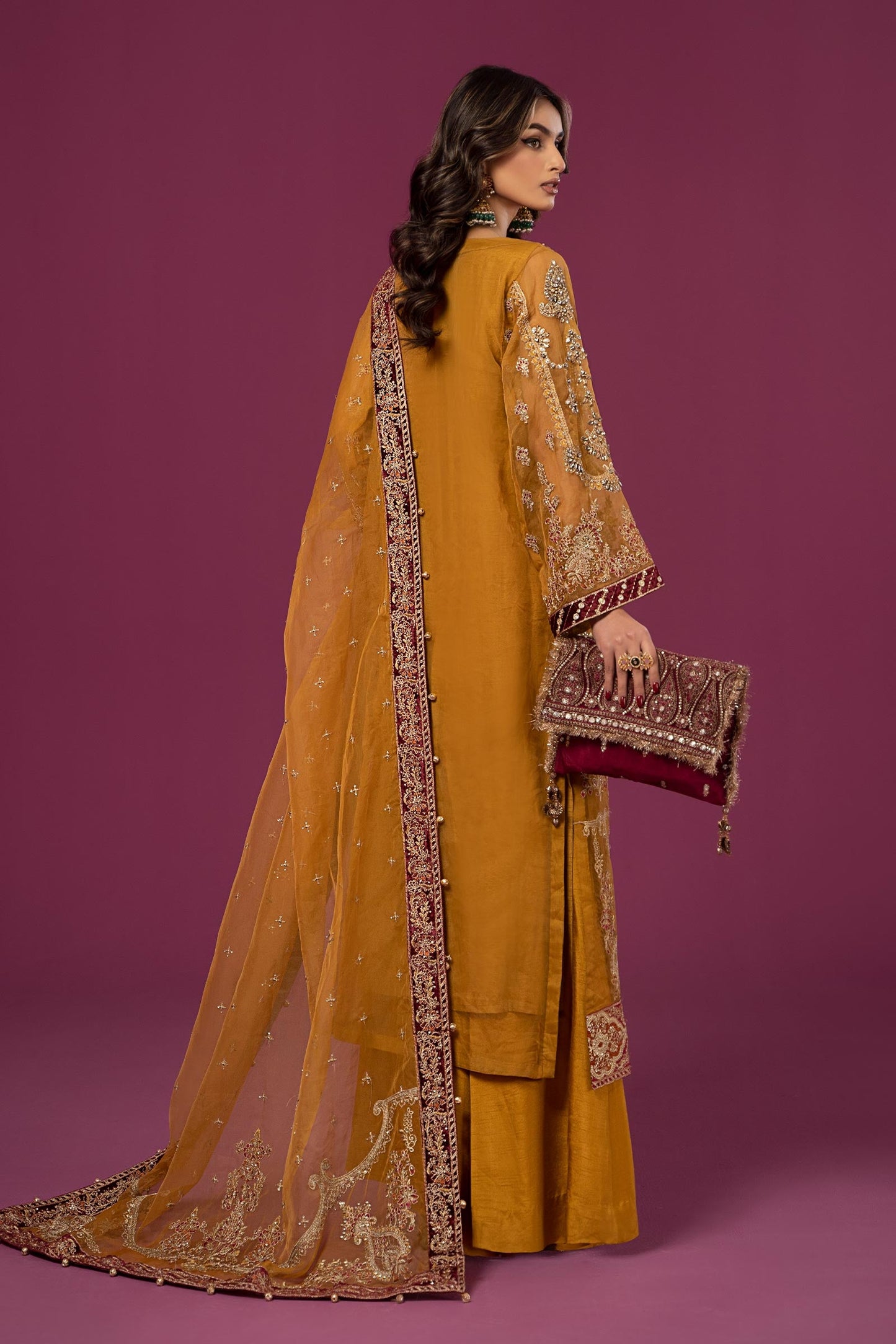 3 Piece Embroidered Organza Suit