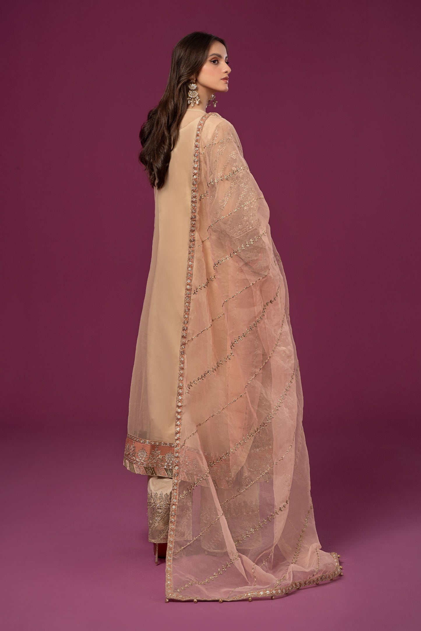 3 Piece Embroidered Organza Suit