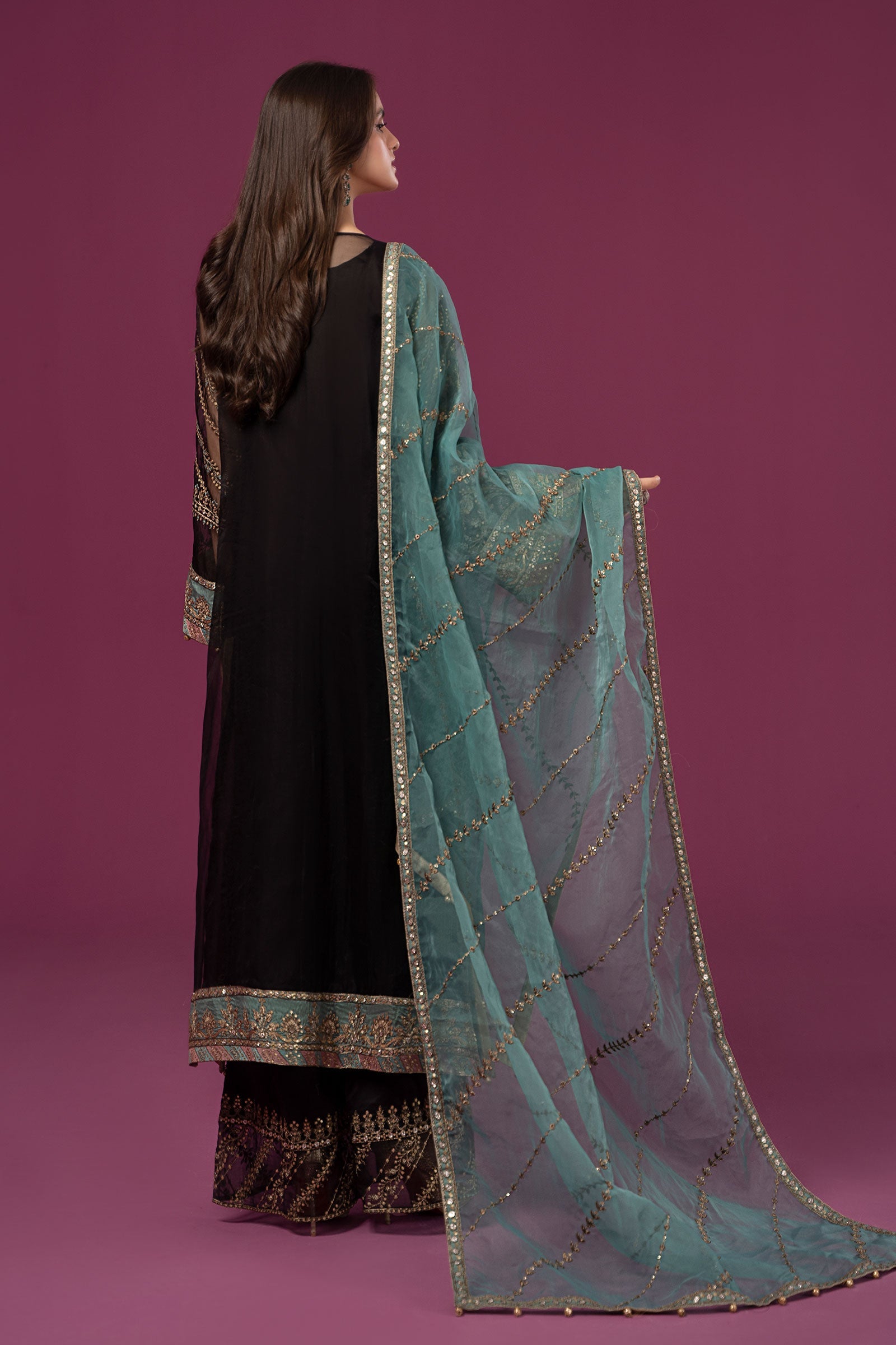 3 Piece Embroidered Organza Suit