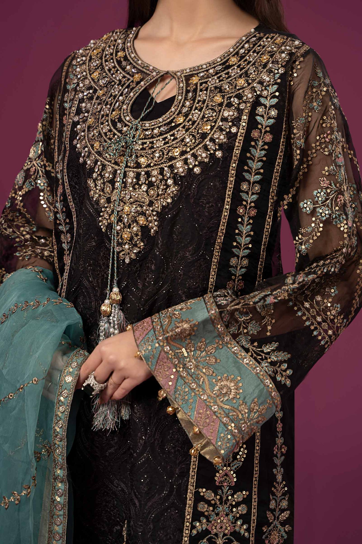 3 Piece Embroidered Organza Suit