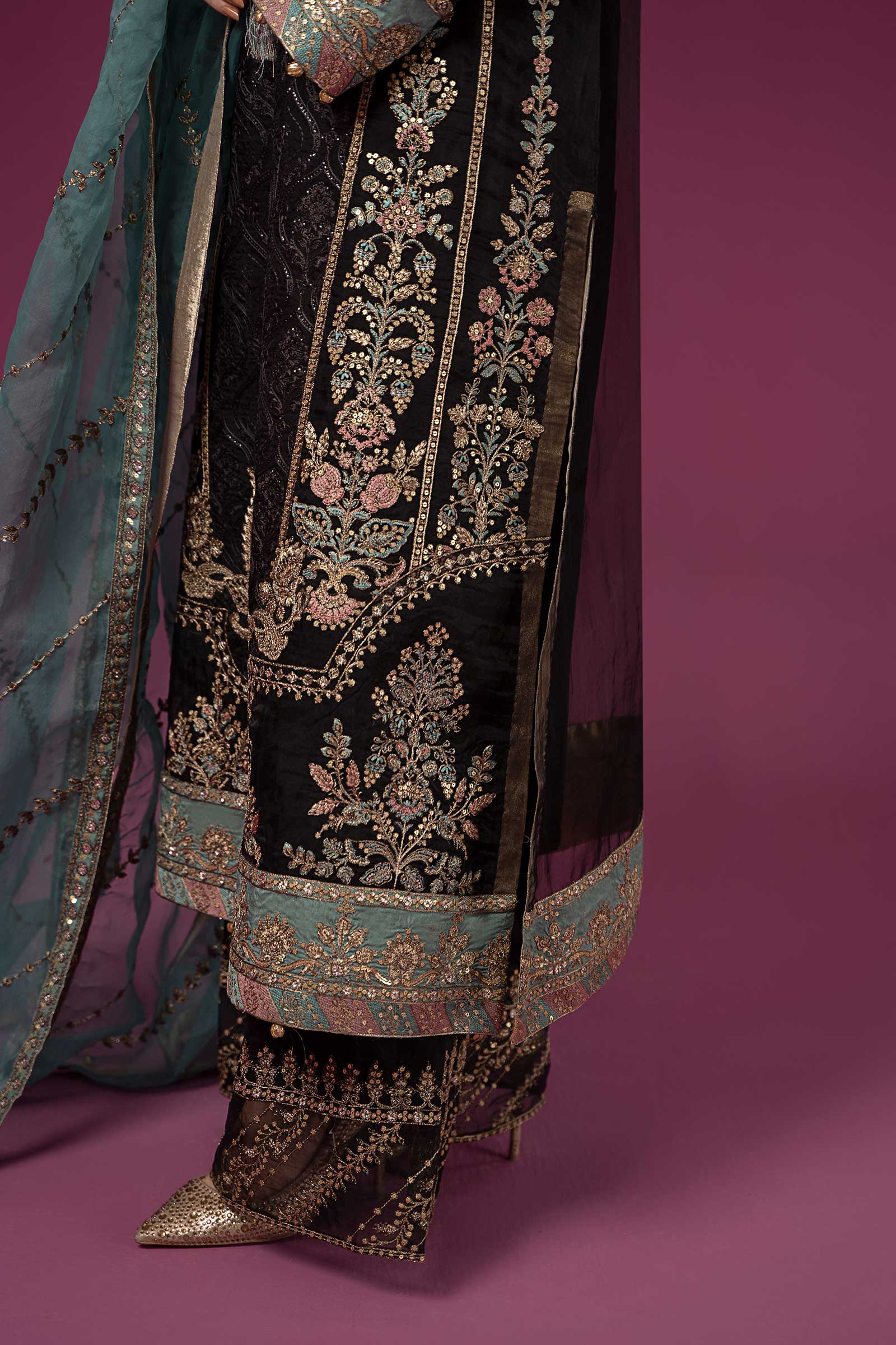 3 Piece Embroidered Organza Suit