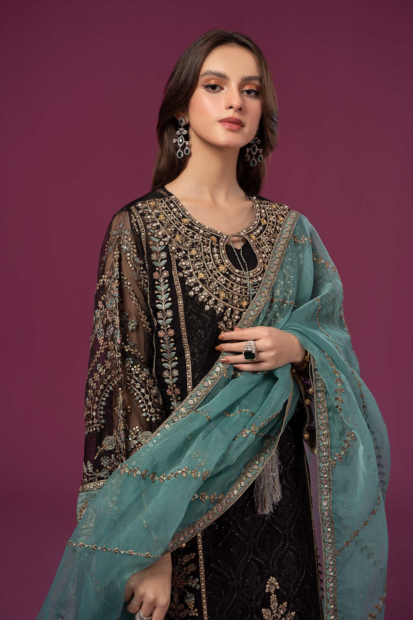 3 Piece Embroidered Organza Suit