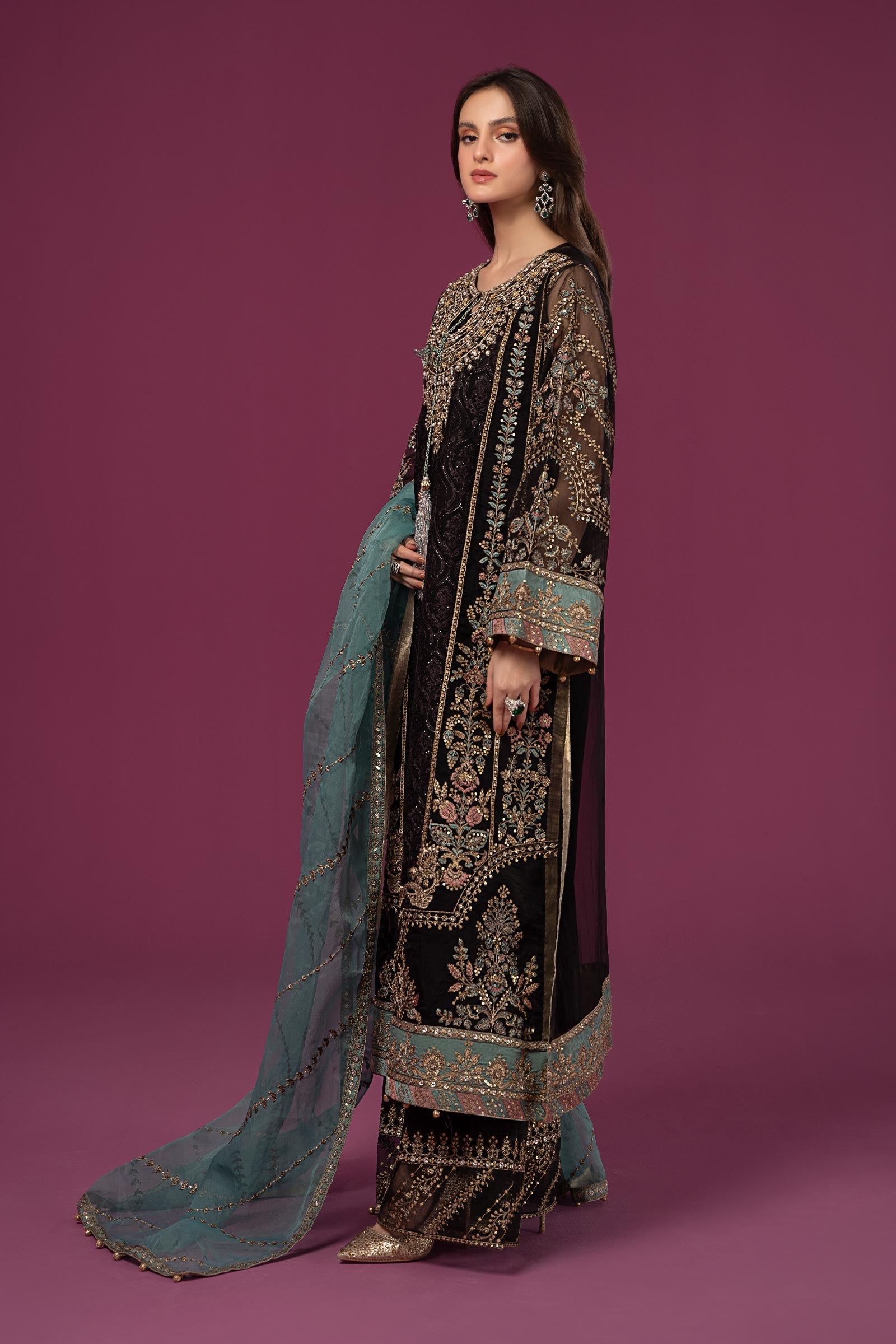 3 Piece Embroidered Organza Suit