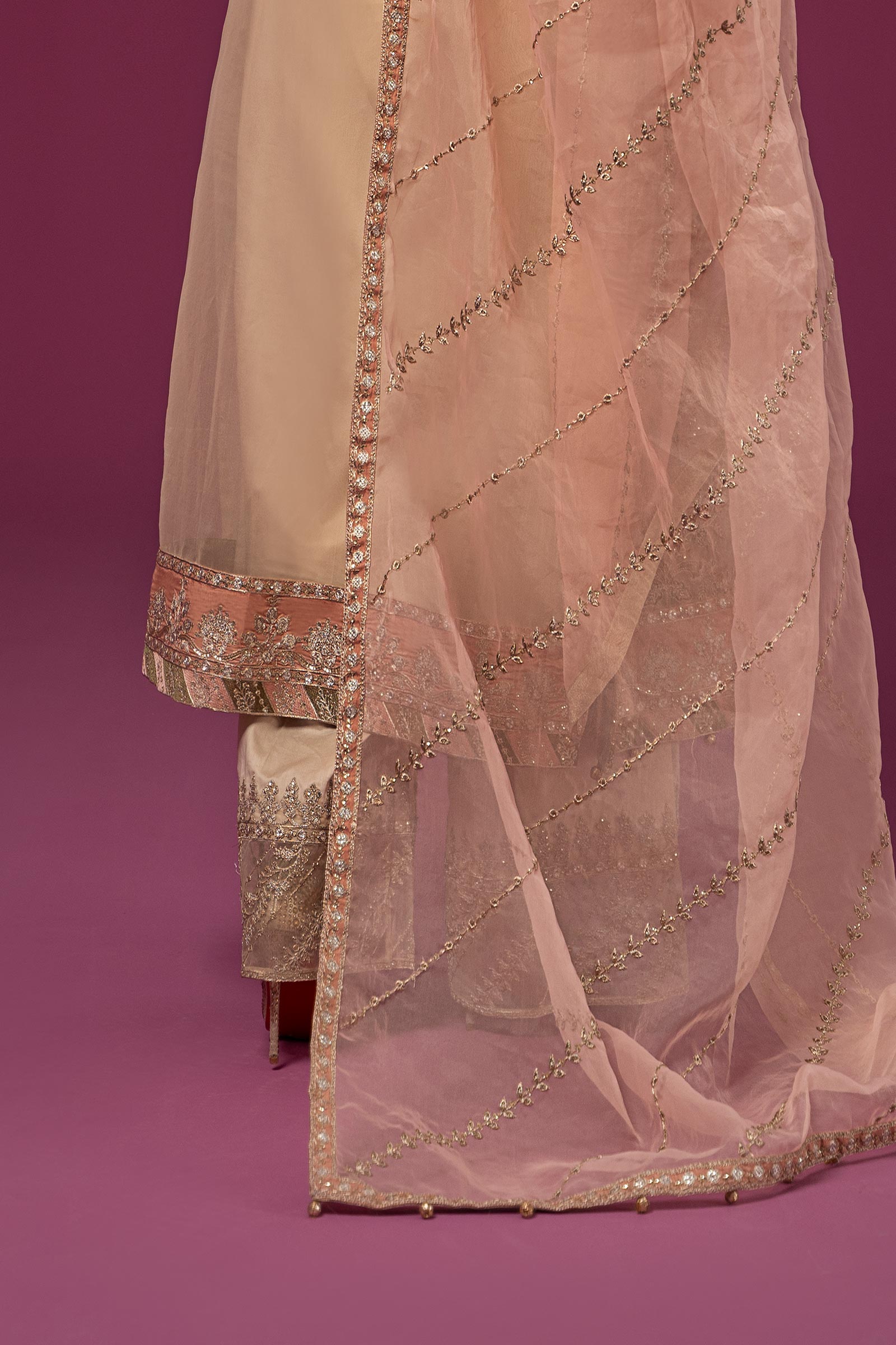 3 Piece Embroidered Organza Suit