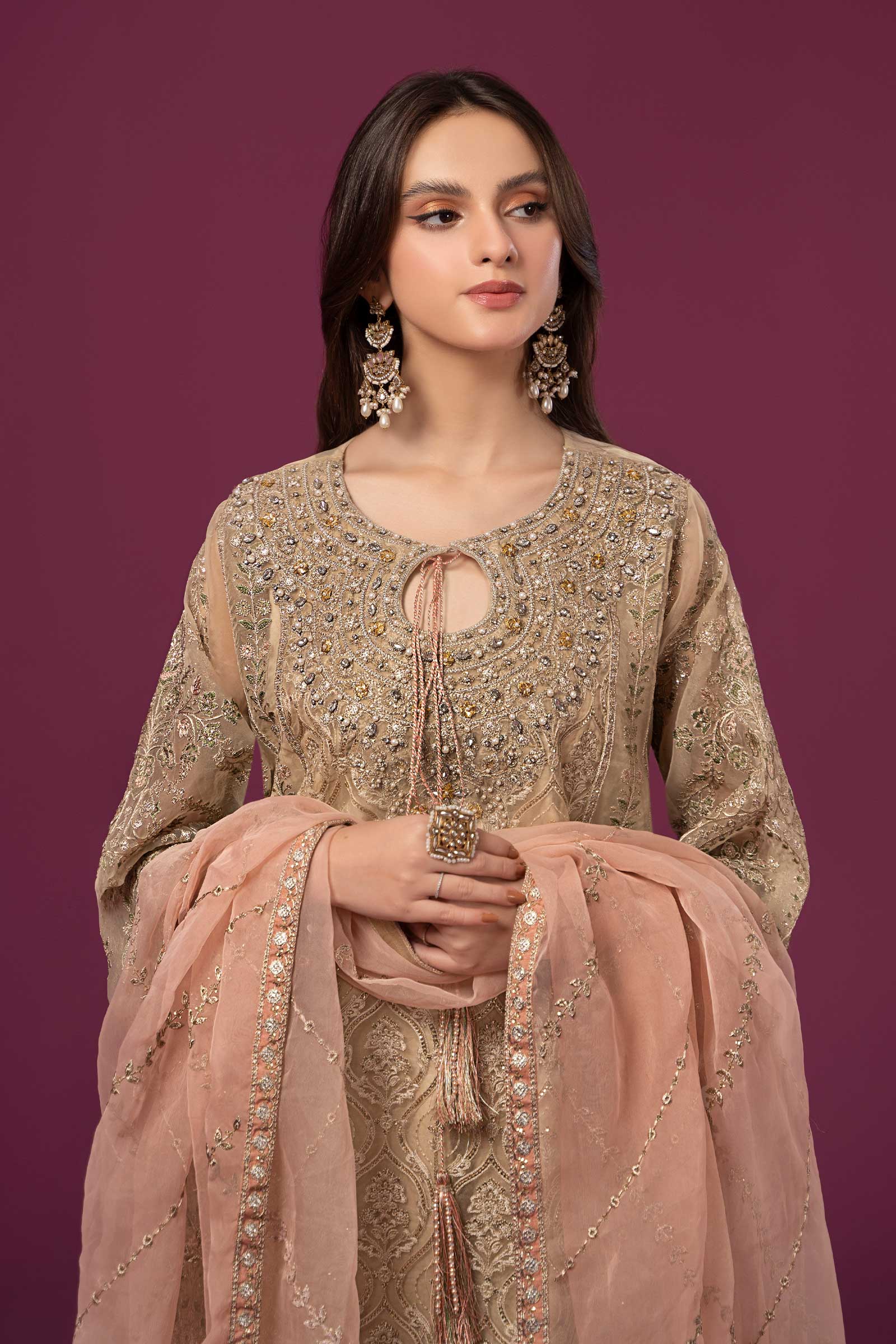 3 Piece Embroidered Organza Suit