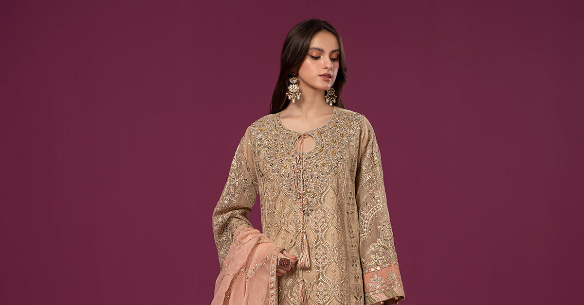 3 Piece Embroidered Organza Suit