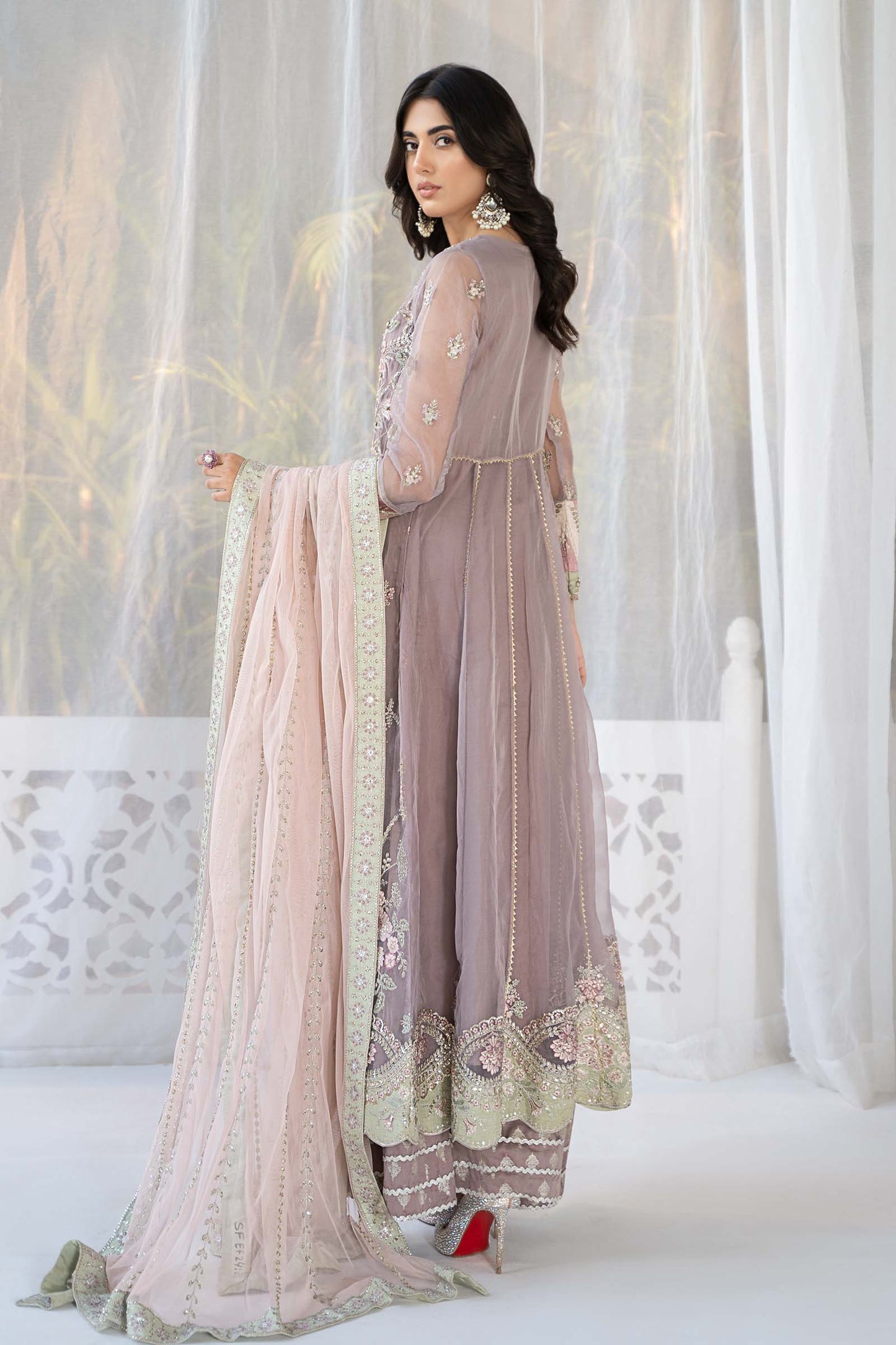 3 Piece Embroidered Organza Suit