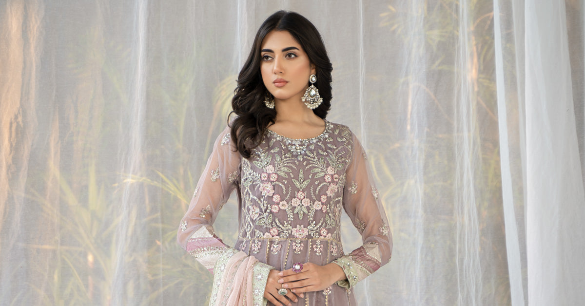 3 PIECE EMBROIDERED ORGANZA SUIT | SF-EF24-61