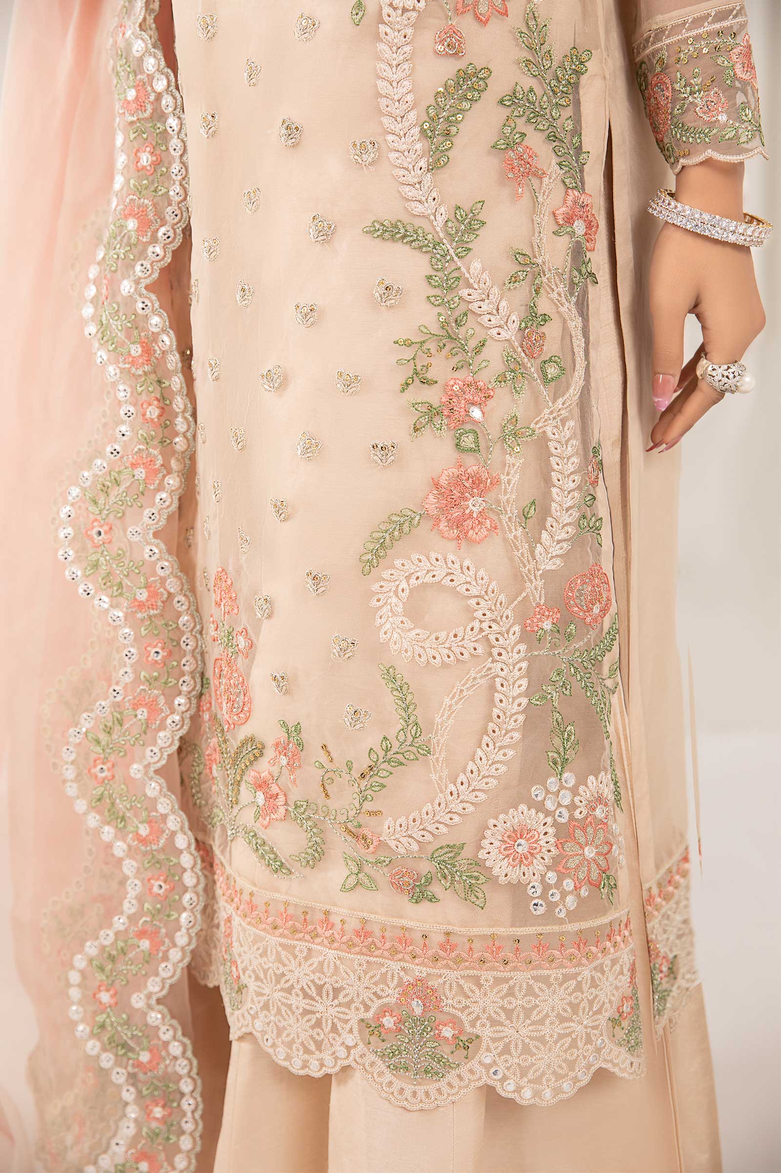 3 Piece Embroidered Organza Suit