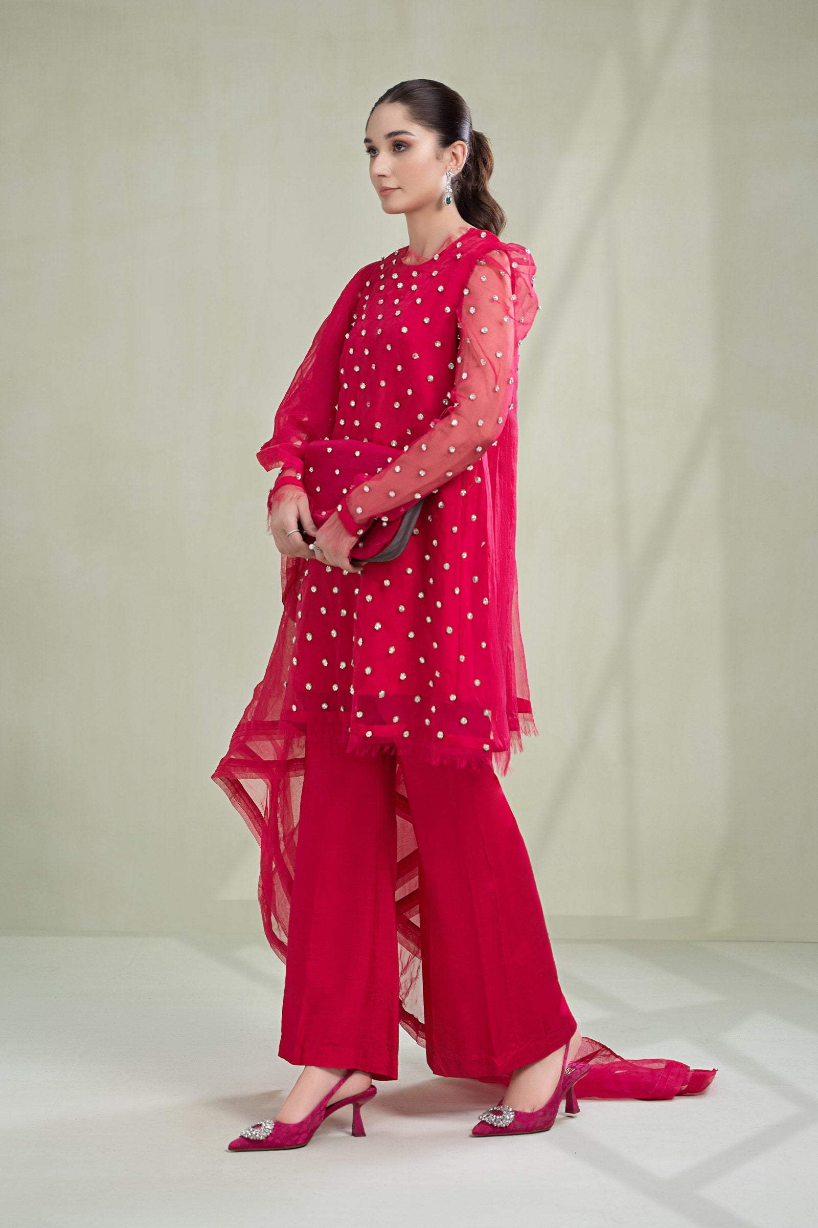 3 Piece Dyed Organza Suit
