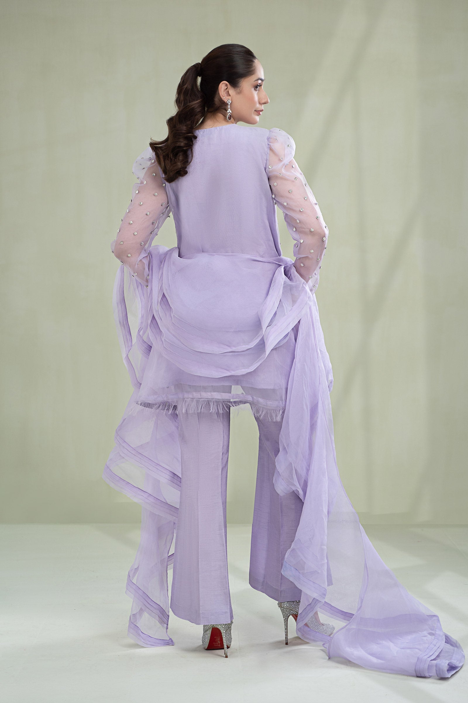 3 Piece Dyed Organza Suit