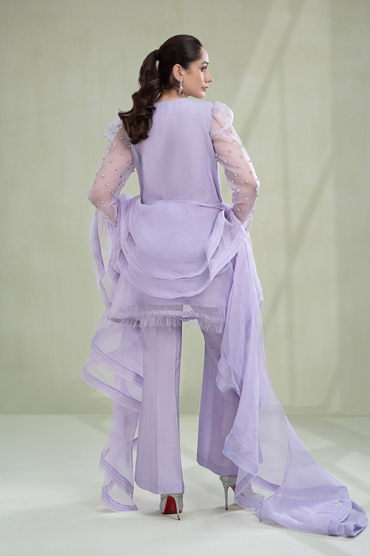 3 Piece Dyed Organza Suit