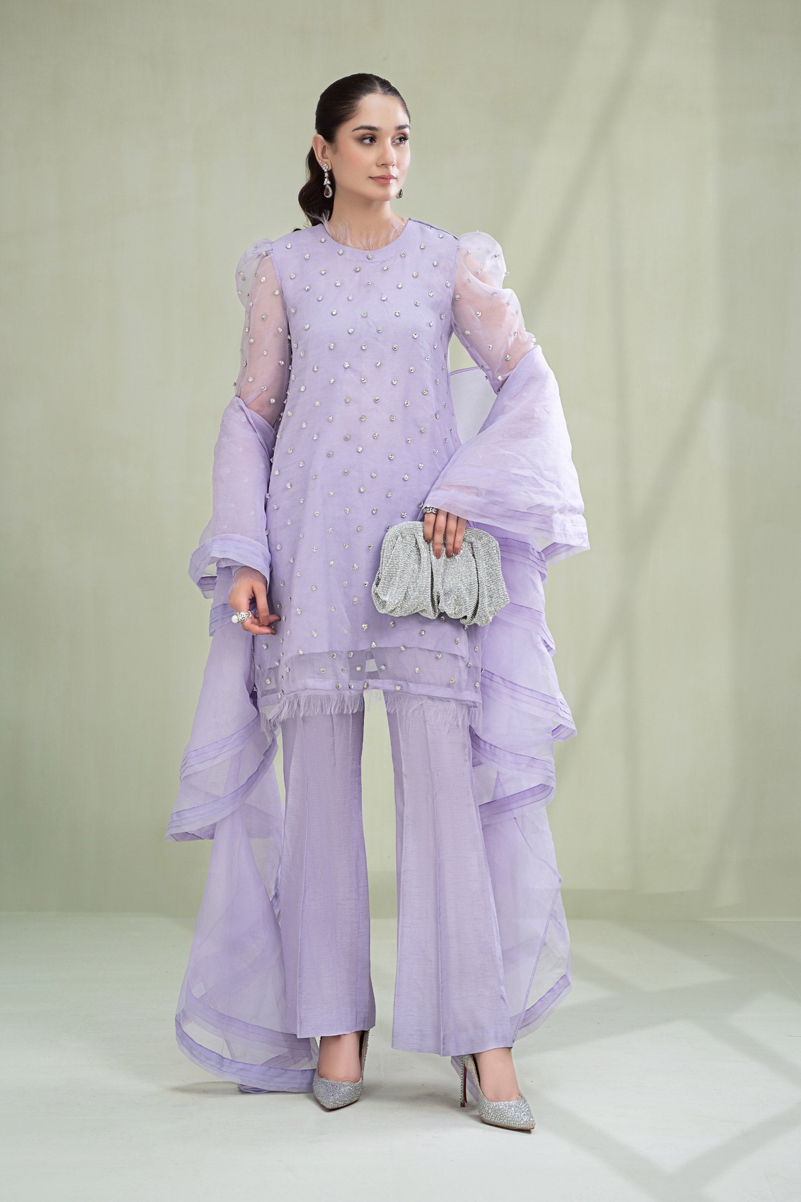 3 Piece Dyed Organza Suit