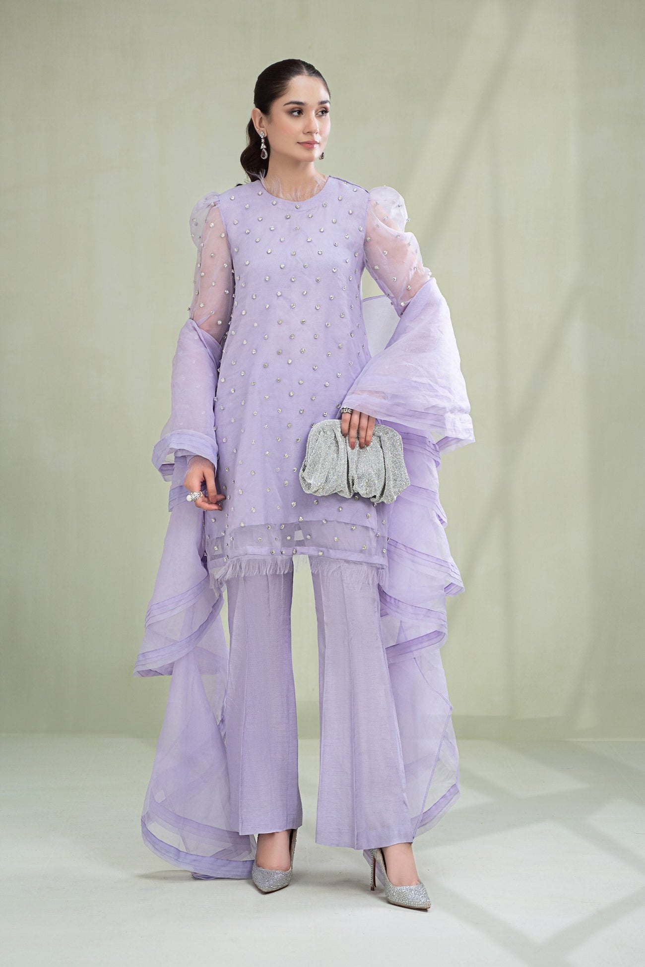 3 Piece Dyed Organza Suit