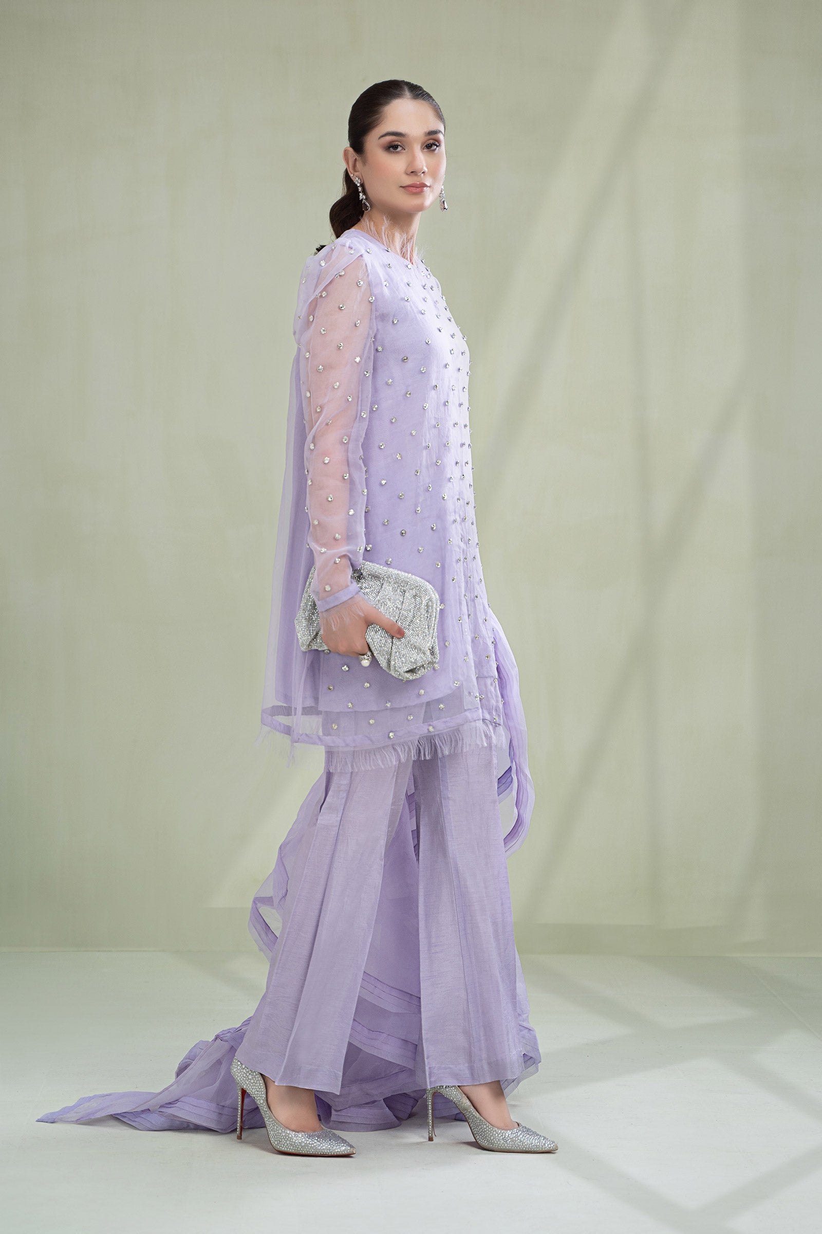 3 Piece Dyed Organza Suit