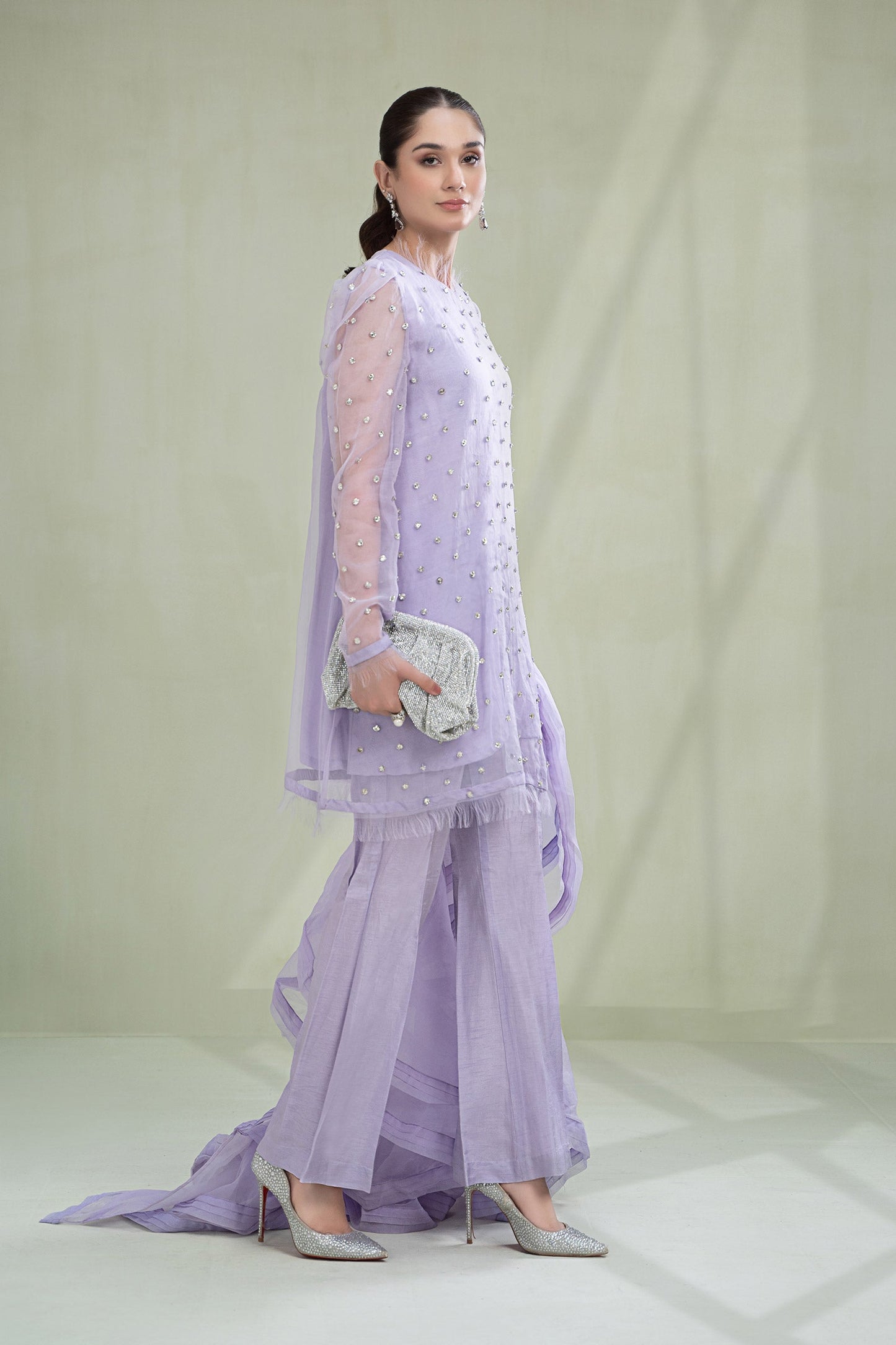 3 Piece Dyed Organza Suit