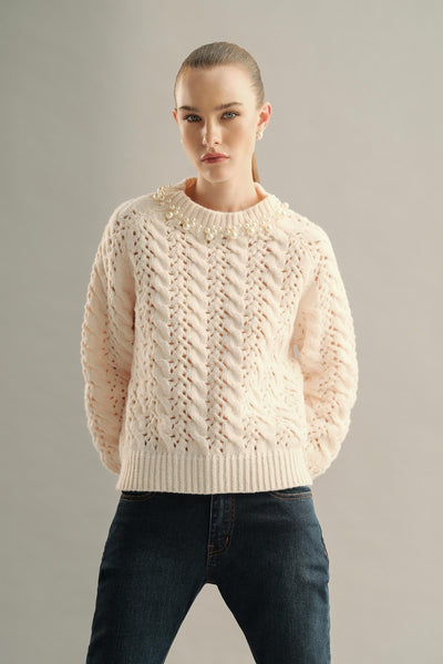Pearl Woven Sweater (Free Size) All Sale WEST224-999-BEG