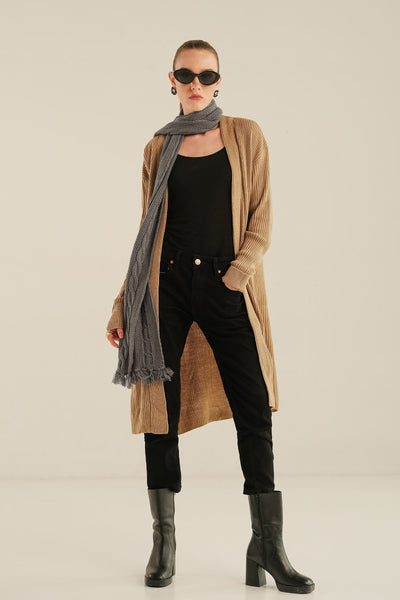 Textured Knitted Scarf | WEST-W23-35 All Products WEST335-999-GRY