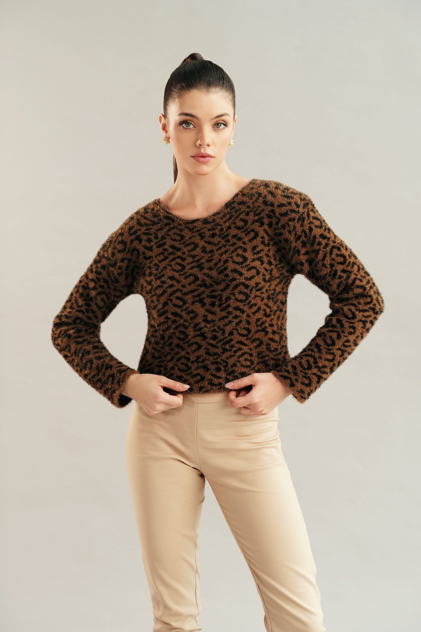 Leopard Print Sweater (Free Size)