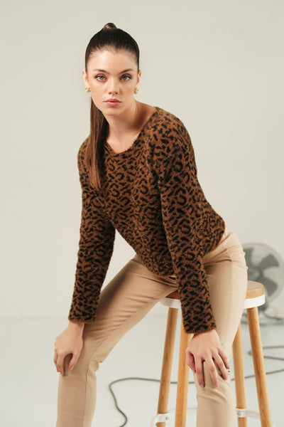 Leopard Print Sweater (Free Size)  WEST336-999-BRN