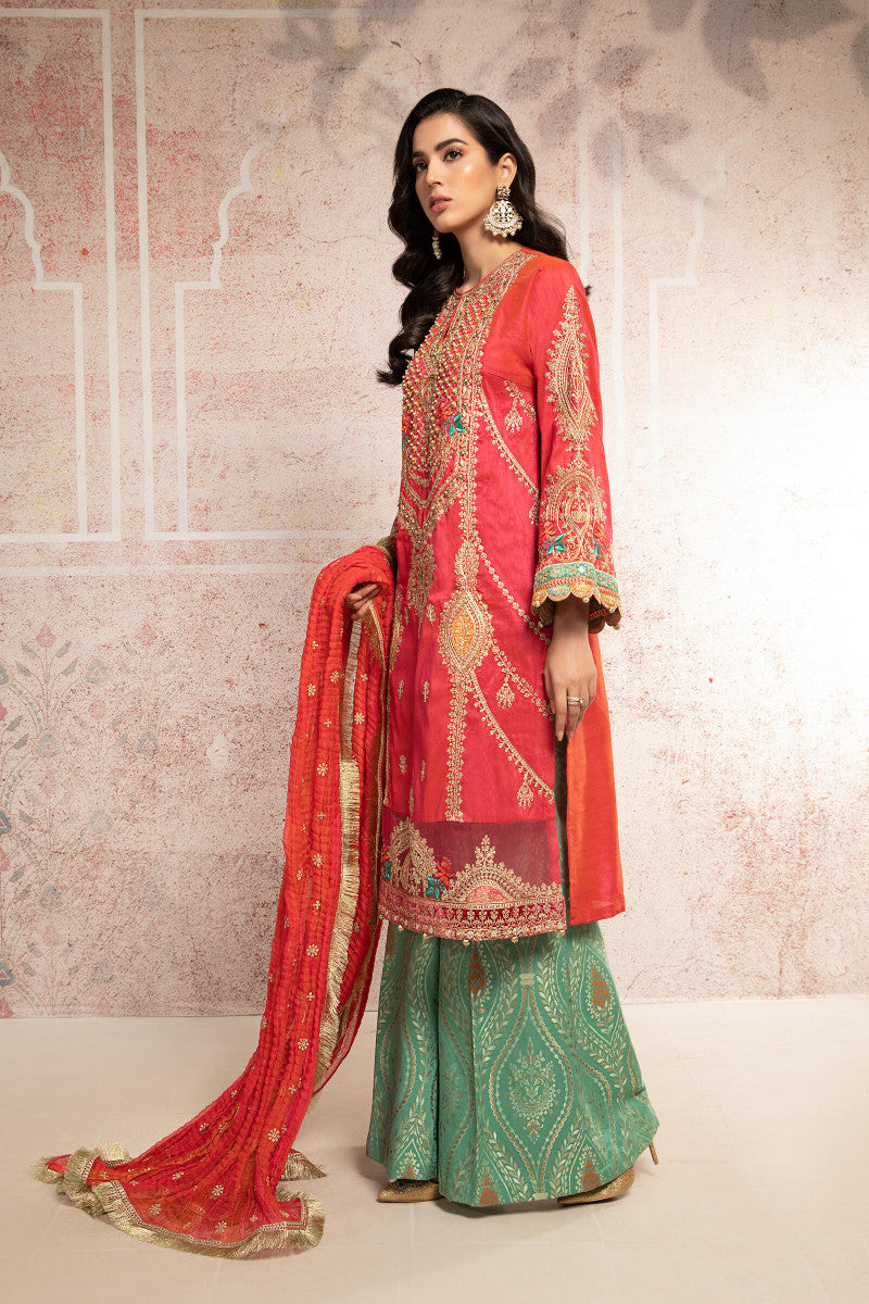 Suit Aqua and Salmon pink  BDS-2302