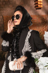 Unstitched Linen DL-1004-Black and Maroon