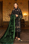Unstitched Linen DL-907-Black and Emerald Green