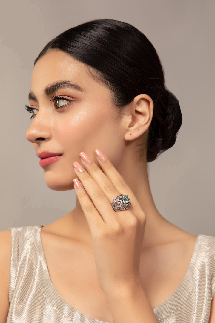 JRG-013 Teal and White Rhodium  JRG0013-019-TWR