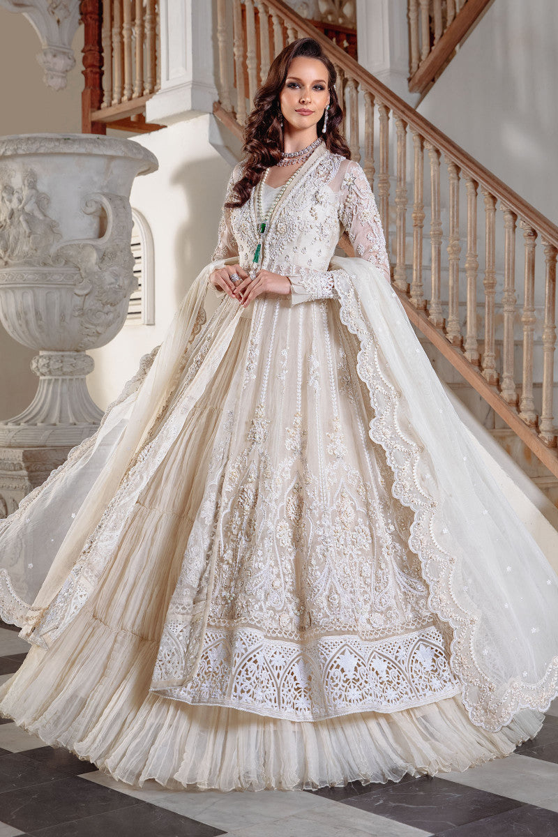 open lace back dress Elegant Heavy Embroidered White Chiffon Wedding Dress  Best Price Online  in Pakistan